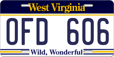 WV license plate OFD606
