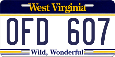 WV license plate OFD607