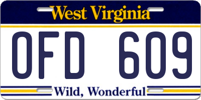 WV license plate OFD609