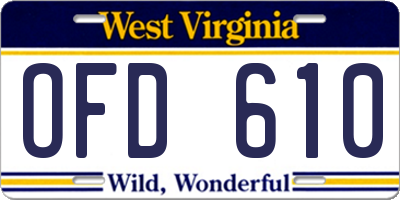 WV license plate OFD610