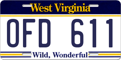 WV license plate OFD611
