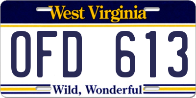 WV license plate OFD613
