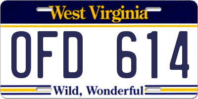 WV license plate OFD614