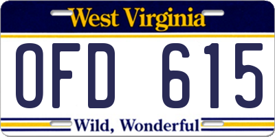 WV license plate OFD615