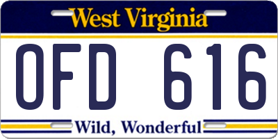 WV license plate OFD616