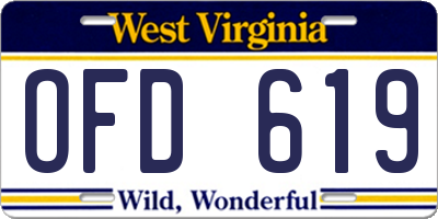 WV license plate OFD619