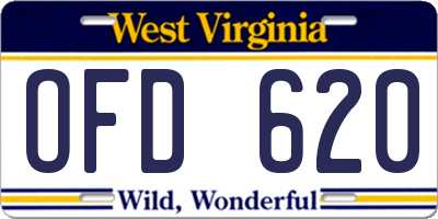 WV license plate OFD620