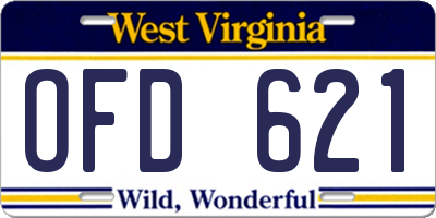 WV license plate OFD621