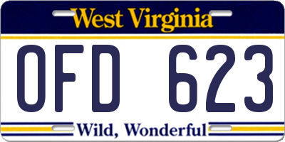 WV license plate OFD623