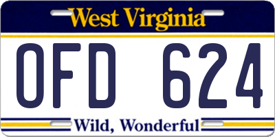 WV license plate OFD624