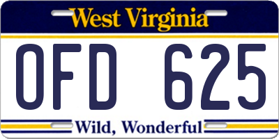 WV license plate OFD625
