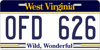 WV license plate OFD626