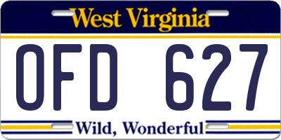 WV license plate OFD627