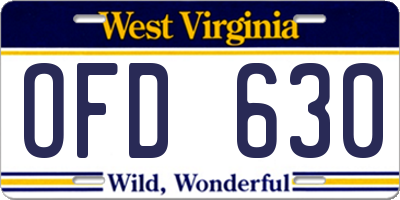 WV license plate OFD630