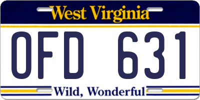 WV license plate OFD631