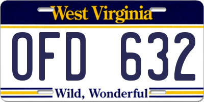 WV license plate OFD632