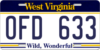 WV license plate OFD633