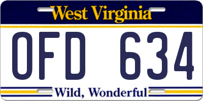 WV license plate OFD634