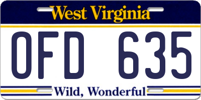 WV license plate OFD635
