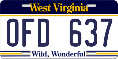 WV license plate OFD637