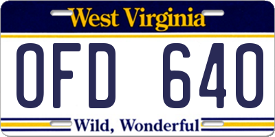 WV license plate OFD640