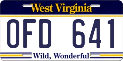 WV license plate OFD641