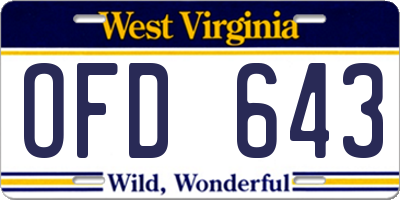 WV license plate OFD643