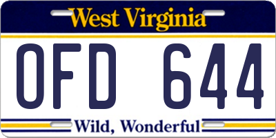 WV license plate OFD644