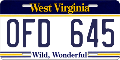 WV license plate OFD645
