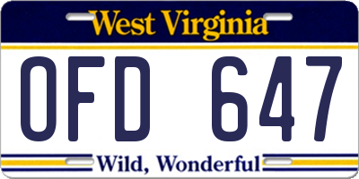 WV license plate OFD647