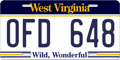 WV license plate OFD648