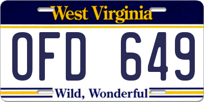 WV license plate OFD649