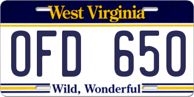 WV license plate OFD650