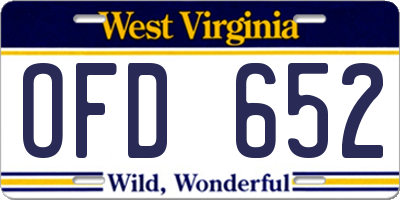 WV license plate OFD652