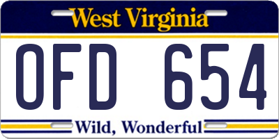 WV license plate OFD654