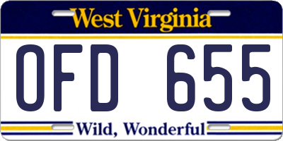 WV license plate OFD655