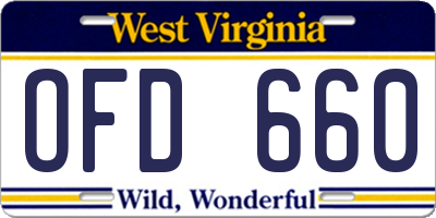 WV license plate OFD660