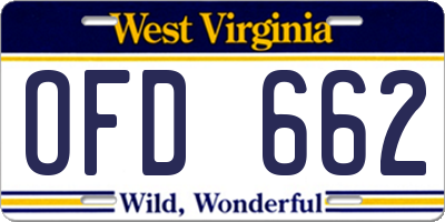 WV license plate OFD662