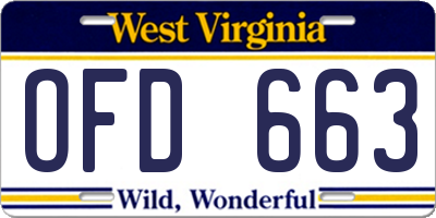 WV license plate OFD663