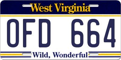 WV license plate OFD664