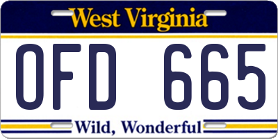 WV license plate OFD665