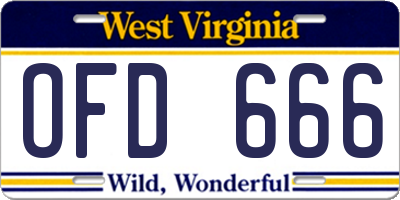 WV license plate OFD666