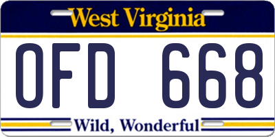WV license plate OFD668