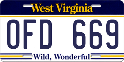 WV license plate OFD669