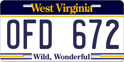 WV license plate OFD672