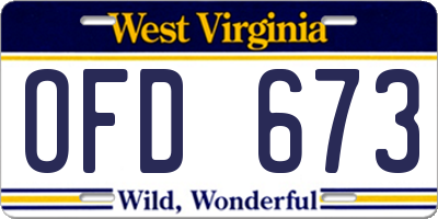 WV license plate OFD673