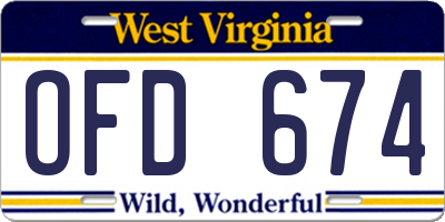 WV license plate OFD674