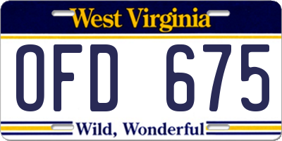 WV license plate OFD675