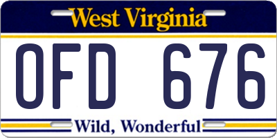WV license plate OFD676