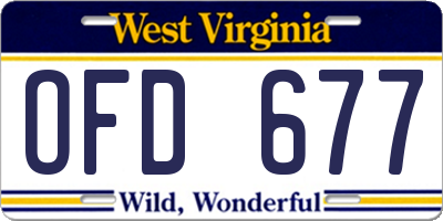 WV license plate OFD677